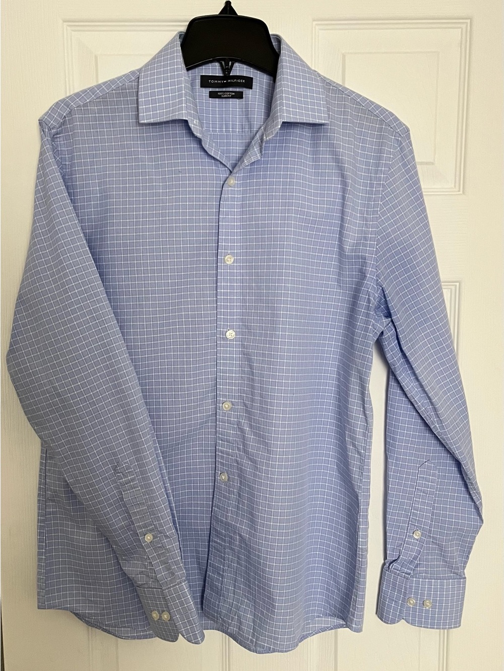 Tommy Hilfiger Light Blue Windowpane Dress Shirt